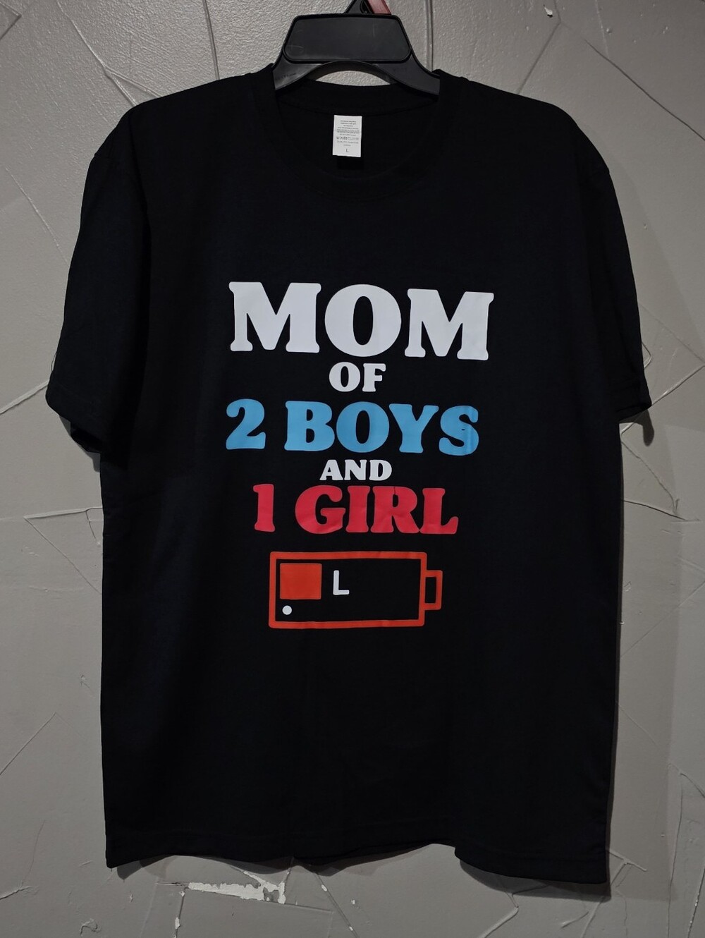 Mom of 2 Boys and 1 Girl Graphic Tee - Black
